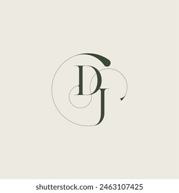 feminine wedding style DJ elegant line concept beautifull monogram initial letter
