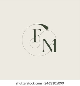 feminine wedding style FM elegant line concept beautifull monogram initial letter