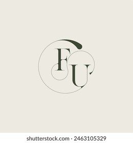 feminine wedding style FU elegant line concept beautifull monogram initial letter