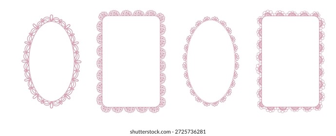 Feminine skurrile Spitzenrahmen für Hochzeitsprojekte, Bachelorette-Dekor und romantisches Grafikdesign.