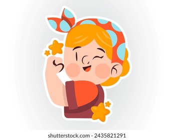 femininity design with modern illustration concept style for badge women day sticker illustration