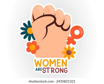 femininity design with modern illustration concept style for badge women day sticker illustration