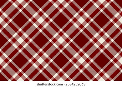 Femininity pattern fabric background, oilcloth seamless plaid texture. Business textile tartan check vector in red and white colors palette.