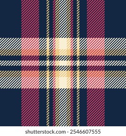 Femininity textile tartan background, marriage seamless fabric pattern. Discount check plaid texture vector in dark and red colors palette.