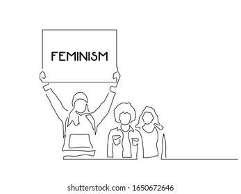 Feminism activists isolated line drawing, vector illustration design. Activism collection.