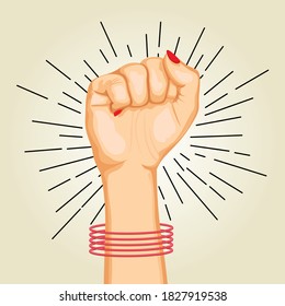 Feminism composition with hand drawn fist Free Vector
