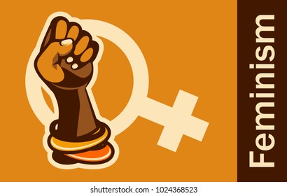 Feminism concept female power. female power, great design for any purposes. Women power. Female fist.