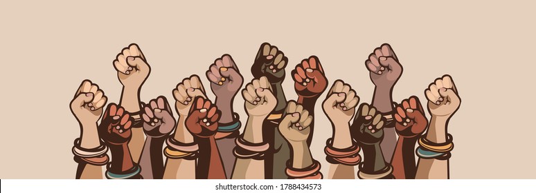 Feminism concept female power. female power, great design for any purposes. Women power. Female fist.