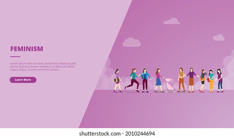 feminism concept for website landing homepage template banner or slide presentation cover