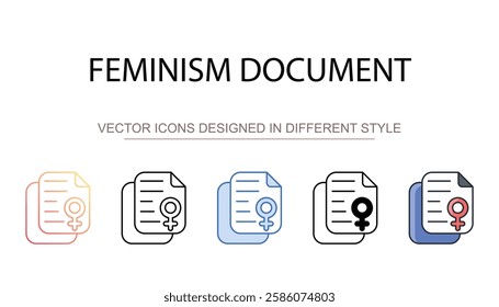 Feminism Document icon design with white background stock illustration