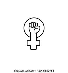 Feminism, female right, female peace simple thin line icon vector illustration