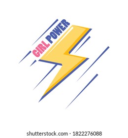 feminism girl power with thunder detailed style icon design international movement theme Vector illustration
