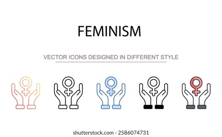 Feminism icon design with white background stock illustration