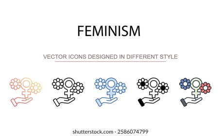 Feminism icon design with white background stock illustration