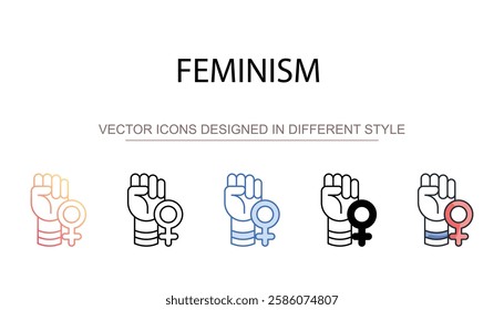 Feminism icon design with white background stock illustration