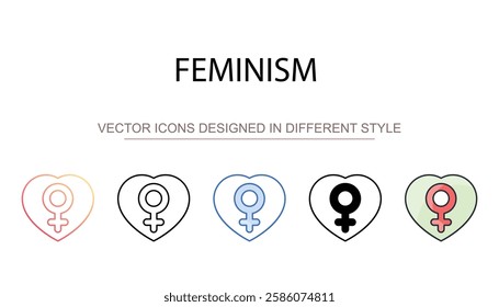 Feminism icon design with white background stock illustration