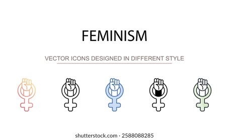 Feminism icon design with white background stock illustration