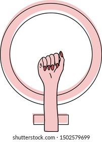 Feminism icon isolated background. Girl power symbol. Stock vector illustration