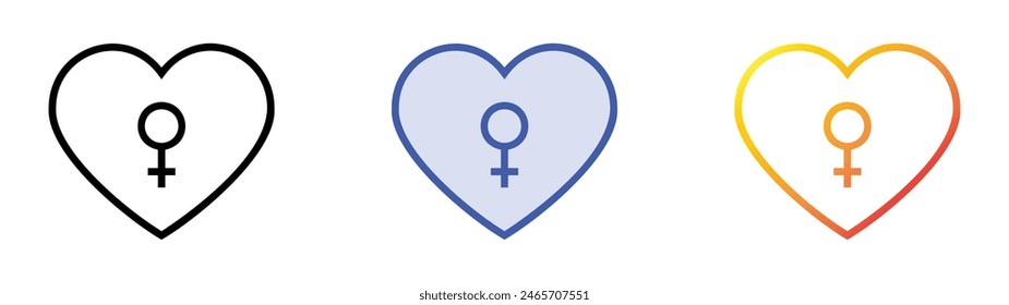 feminism icon. Linear, Blue Fill and Gradient Style Design Isolated On White Background