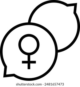 Feminismus-Ikone. Dünnes lineares Design isoliert auf weißem Hintergrund