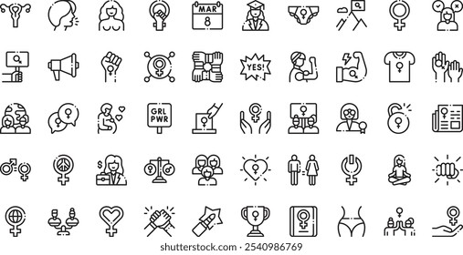 Feminism icons High-Quality Vector Icons Collection with Editable Stroke. Ideal for Professional and Creative Projects.