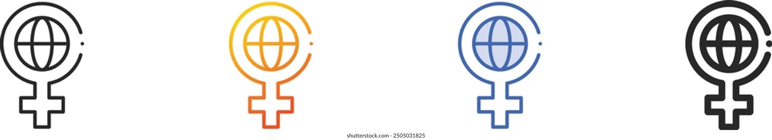 feminism icon.Thin Linear, Gradient, Blue Stroke and bold Style Design Isolated On White Background