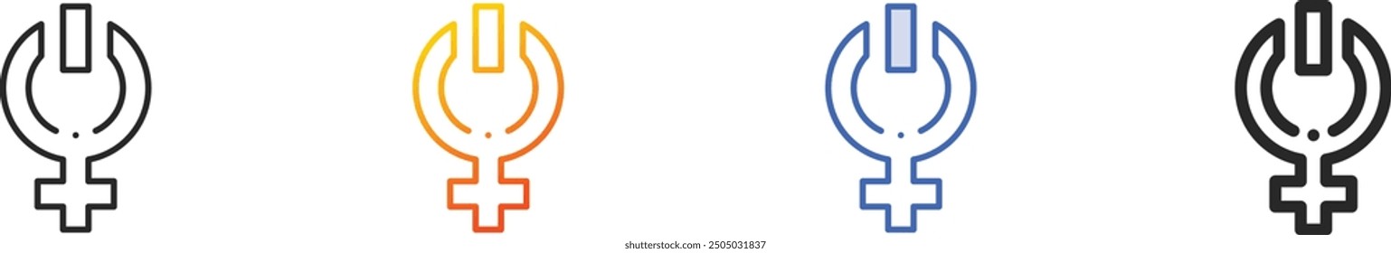 feminism icon.Thin Linear, Gradient, Blue Stroke and bold Style Design Isolated On White Background