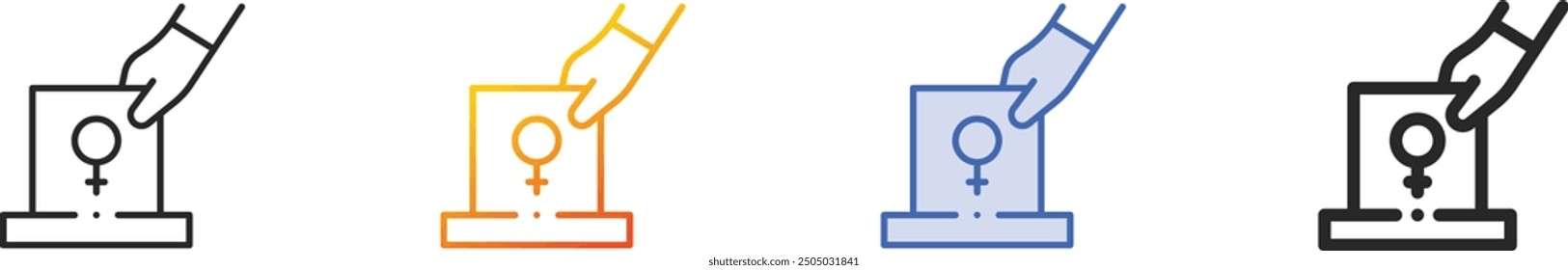 feminism icon.Thin Linear, Gradient, Blue Stroke and bold Style Design Isolated On White Background