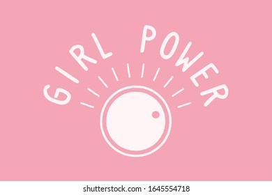 Feminism illustration. Tuning knob that tunes female, girl power.   Vector illustration