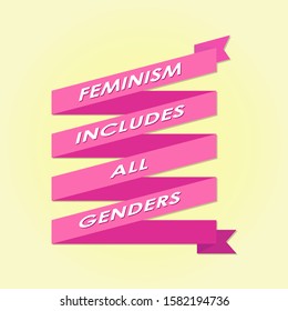 Feminism Includes All Genders Lettering On Stock Vector (Royalty Free ...