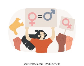 Feminism isolated concept vector illustration. Girl power, gender equality, feminism movement, women equal rights, female riot, feminists protest, social organization, ideology vector concept.