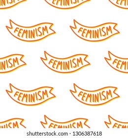 feminism lettering seamless doodle pattern
