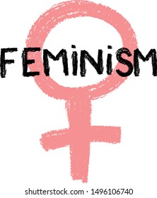 feminism logo doodle icon hand drawn grunge texture vector 