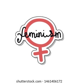 feminism logo doodle icon, vector illustration