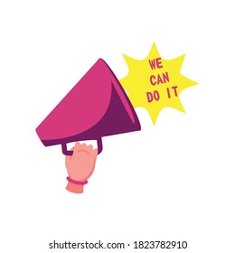 Feminism Megaphone With We Can Do It Text. Detailed Icon Design For International Movement Theme. Vector Illustration.