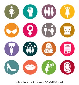 Feminism movement vector icon set