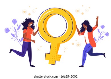 Feminism sign, woman power, Women empowerment movement, gender equality Vector illustration for web banner, infographics, mobile.