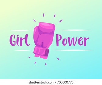 Feminism slogan with hand drawn lettering girl power