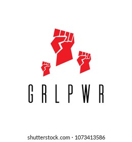 Feminism symbol. Fighting fist of a woman. Lovely vector illustration. Fight for the rights and equality.