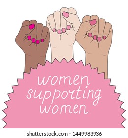 Feminism symbol. Fighting fist of a woman. Lovely vector illustration. Fight for the rights and equality.