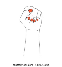 Feminism symbol. Fighting fist of a woman. Lovely vector illustration. Fight for the rights and equality.