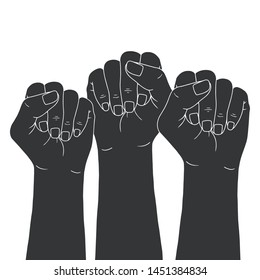 Feminism symbol. Fighting fist of a woman. Bold vector illustration. Fight for the rights and equality. Black color. Poster style.