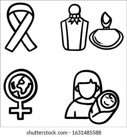 Feminism symbols icon set. Women's Day.