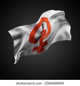 feminism, vector 3d flag with waves on a black background