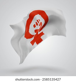 feminism, vector 3d flag with waves on a white background