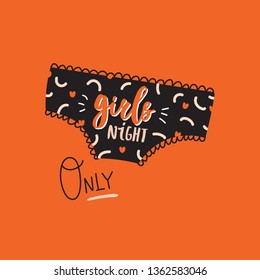 Feminism vector patch set. Girls night out quote. Vector. Isolated on color  background. Trendy and cute lettering. Perfect for posters, stickers, embroidery, badges, pins and clothing  