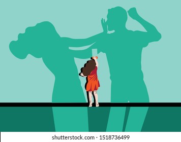 Feminism - Violence Against Women - Women Rights -  child erasing shadow of parents fighting 