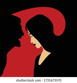 Feminism - Violence Against Women - Women Rights - Domestic Violence - silhouette of man shouting at woman