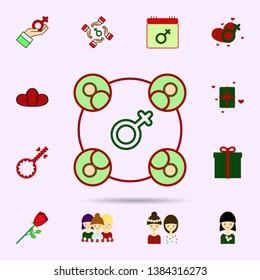 Feminism, woman symbol, group color icon. Universal set of 8 march for website design and development, app development