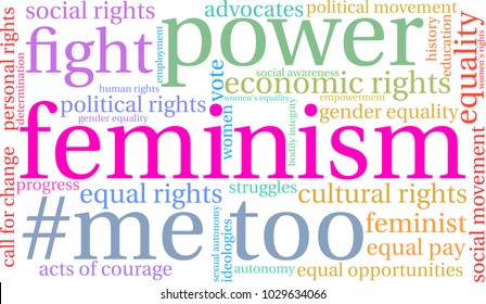 Feminism word cloud on a white background. 